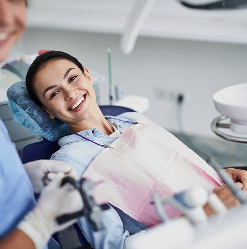 Morristown patient smiling at dental checkup