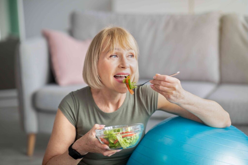 Woman eating a salad